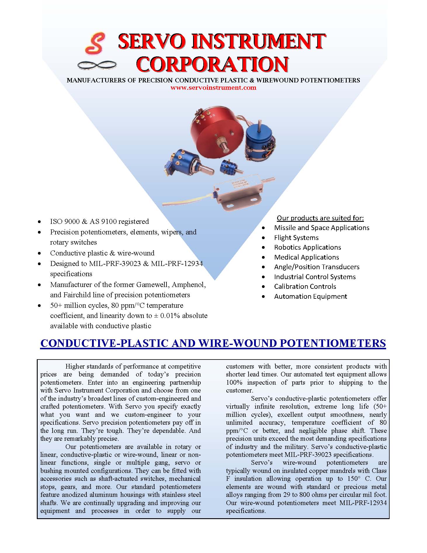 Servo Instrument Corporation's precision potentiometers